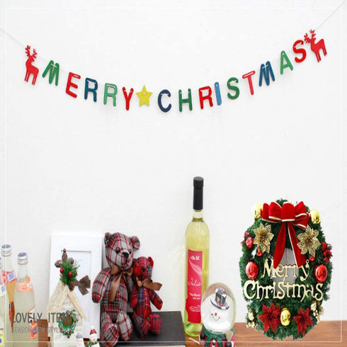 Tvoip Christmas Wreath Merry Christmas 12 Iches Front Door Ornament Wall Artificial Pine Garland for Party Decor