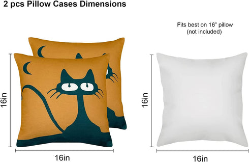 Cotinga Decorative Pillow Covers | 16 inch x 16 inch | Set of 2 | Throw Pillow Cover, Cushion Cover, Pillowcase | Home Decor for Sofa Couch Patio Bed Chair (Cat Pattern | Gamboge Yellow)