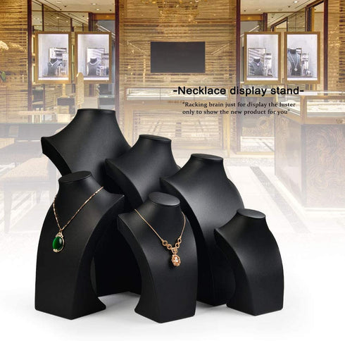 Oirlv Black Jewelry Display Bust Leather Necklace Display Stand for Show?H11.8inch?