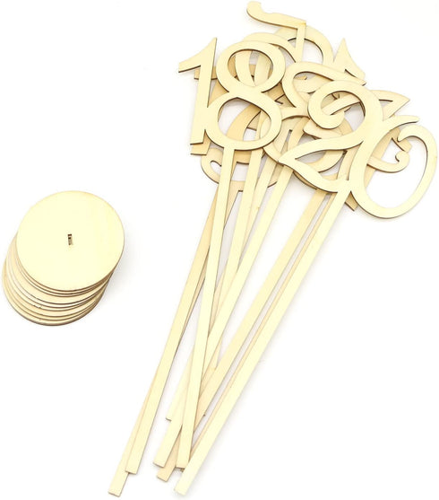 LepoHome 20pcs Table Numbers, 1 to 20 Wood Wedding Table Numbers with Sturdy Holder Base for Party Home Decoration