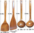 Wooden Utensils Set for Cooking Kitchen Tlever1 Solid Wood Kitchen Utensils Cooking Spatula and Spoons Set Slotted Spatula, Angled Spatula, Mixing Spoon, Colander Spoon (13.38in)