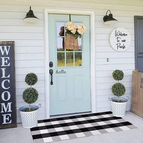 KaHouen Buffalo Check Rug, Buffalo Plaid Rug (23.6"x51.2"), Checkered Plaid Rugs, Check Plaid Area Rug for Layered Door Mats Kitchen/Living Room/Bedroom/Dinning Room(Black and White Porch Rugs)
