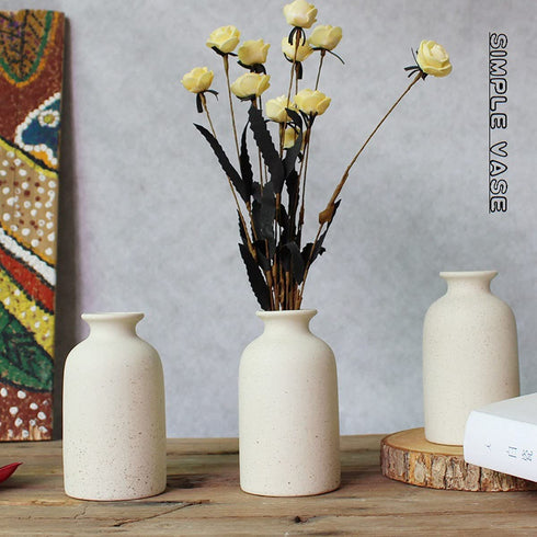 HY&GH Small Ceramic Vase Set of 2 ,Frosted Ceramic Flower vases , 5.7 inch, 5 inch H Tall, Modern Faux Floral Vase, Distressed Décor for Rustic Home, Wedding Centerpiece, Housewarming