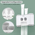 Toothbrush Holder with Toothpaste Dispenser Wall Mounted for Bathroom-Automatic Electric Tooth Pastetooth Squeezer-Bathroom Organizer Storage Accessories Set for Kids with 5 Toothbrush Organizer Slots