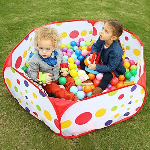 EocuSun Kids Ball Pit Large Pop Up Toddler Ball Pits Tent for Toddlers Girls Boys for Indoor Outdoor Baby Playpen w/ Zipper Storage Bag, Balls Not Included (ARed)