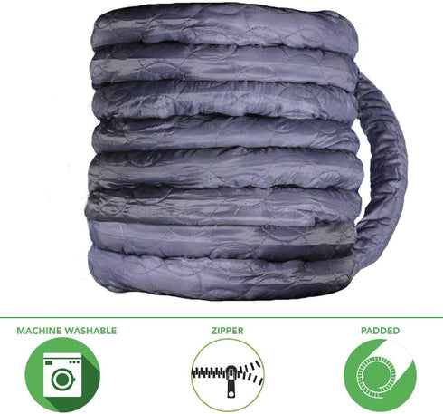 Nadair OVO Universal Padded Cover, Fits All 40 to 42 ft Central Vacuum Hose, Machine Washable, Easy to Install with Zipper, 42ft, Grey