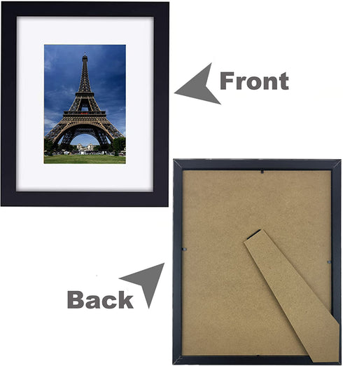 Picture Frame 10x12 Black Picture Frames Set of 2, Display Pictures 7x9 with Mat or 10x12 Without Mat, Solid Wood Photo Frames for Wall or Tabletop Display,Black