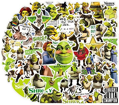Cute Cartoon Shrek Stickers for Kids Water Bottle, 50pcs Waterproof Vinyl Decal for Teen Girl Laptop Skateboard, Phone, Travel Case, Computer, Guitar, Bike, Notebook (Shrek)