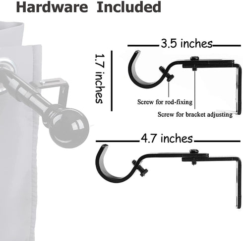 HOSKO Telescoping Curtain Rods for 28 to 60 Inches - 1 Inch Curtain Rods for Windows, Suit for Kitchen, Living Room, Bedroom(Brackets Included)