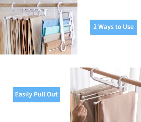 Rhinoceros Pants Hangers Space Saving, Hangers for Jeans Multifunctional Pants Rack Space Saver Closet Organization Scarf Hangers Leggings Trousers Jean Organizer
