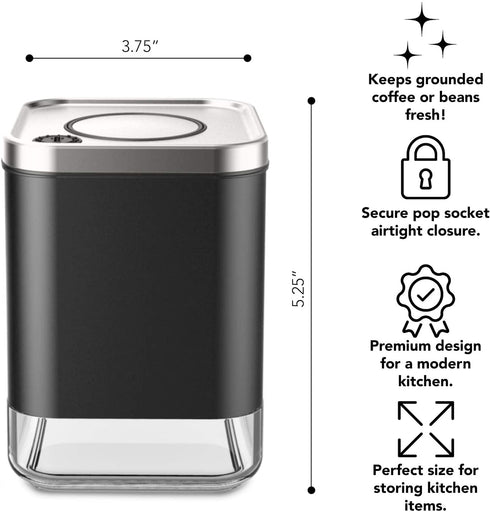 Kaffe Glass Storage Container. Coffee Canister - BPA Free Stainless Steel with Airtight Lid (8oz)