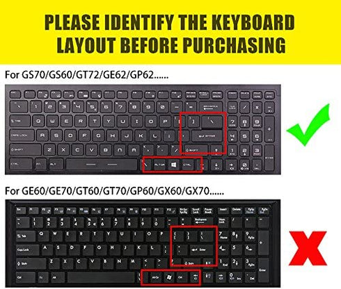 For MSI Gaming Laptop Keyboard Cover for 15.6" MSI GP65 GL65 GF62 GP62 GL62M GT62VR GF62VR GE63VR GS63 GS63VR, 17.3 inch MSI GS75 GE75 GF75 GL72M GF72VR GV72 GP72 GS73 GS73VR GT73VR GE72 Keyboard Skin