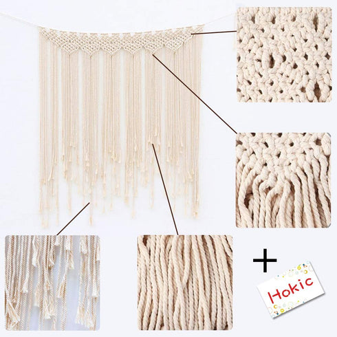 Hooqict Macrame Wall Hanging Large Cotton Handmade Woven Wall Hanging for Boho Wedding Living Room Bedroom Wall Decoration 39"x 45"