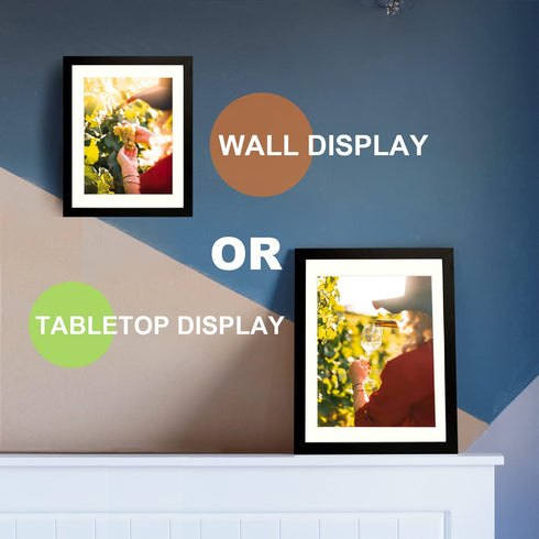 Picture Frames 10x12 Picture Frame Set of 2,Display Pictures 8x10 with Mat or 10x12 Without Mat for Wall or Tabletop Display Gallery Photo Frames,Pre-Installed Wall Mounting Hardware (Black)