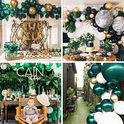 PartyWoo Black Gold and Green Balloons, 60 Pcs 12 Inch Green Balloons, Black Balloons and Gold Balloons, Green Gold Black Balloons for Black Party Decorations, Green Birthday Decorations
