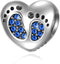 Bracelet Baby Footprints Charms - 925 Sterling Silver Pendant, Heart Birthstone plated Crystals - Mini Beads Fit Charm Bracelets, Necklaces, and European Snake Chains, Gift to New Mom and Child.
