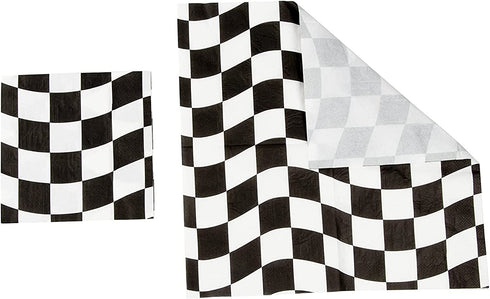 Racecar Dinnerware Set for Kid's Birthday Party, Checkered Design (Serves 24, 144 Pieces)