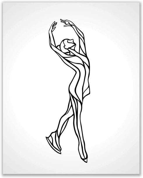 Minimalist Figure Skating Ice Dancing Wall Art Prints - Set of 4 (8x10) Inch Unframed Poster Photos