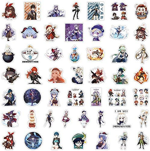 shubiao Genshin Impact Stickers 100pcs Game Stickers for Teens Kids Adults Vinyl Waterproof Stickers for Laptop Water Bottle Skateboard