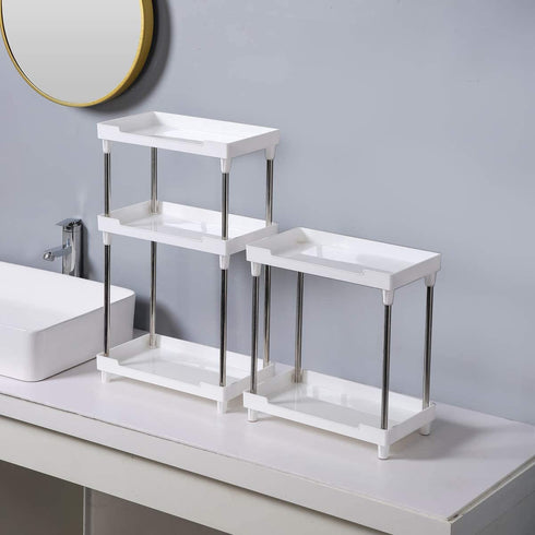 Bathroom Organizer Countertop, 2-Tire Skincare Organizers Vanity Tray Corner Shelf for Makeup Cosmetic Perfume, Multi-Functional Acrylic Organizer in Vanity Dresser Bathroom Kitchen Living Room etc.