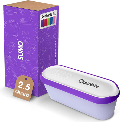 SUMO Ice Cream Containers for Homemade Ice Cream - 2.5 Quart Jumbo Size, Reusable Storage Tubs with Lids (1 Container, Purple)