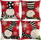 7COLORROOM Set of 4 Christmas Red Pillow Cover Lovely Snowman Festival Throw Cushion Cover Home Decorative Winter Cotton Linen Pillowcases 18" x 18"(Snowman)