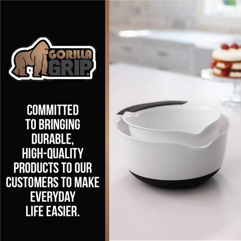 Gorilla Grip Mixing Bowls Set of 2, Slip Resistant Rubber Bottom, Nesting Baking Bowl, Soft Wide Handle, Easy Pour Spout, Electric Mixer and Dishwasher Safe, Kitchen Essentials, 5 QT, 3 Quart, Pink