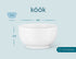 Kook Ceramic Prep & Dip Kitchen Bowls, For Ingredients, Cereal, Soup, Rice, Dessert, Microwave & Dishwasher Safe, 10 oz, White, Set of 6