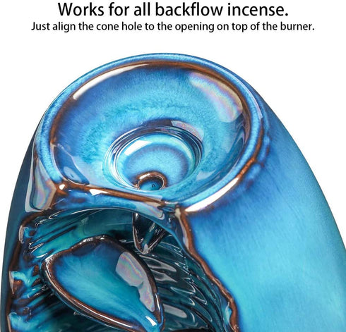Attom Tech Home Back Flow Incense Burner, Ceramic Waterfall Incense Holder, Incense Ash Catcher