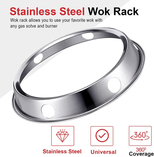 Gas One 2 Pack Wok Rack Ring Stainless Steel for Wok Pan and Carbon Steel Wok 8.25 Inch and 10 Inch Reversible Size