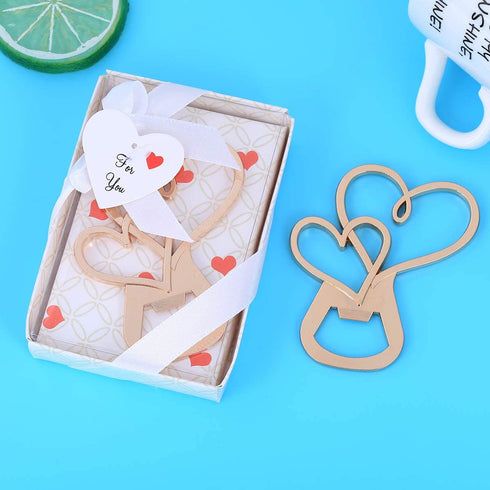 Double Heart Bottle Opener Wedding Favors And Gifts with Exquisite packaging Box Wedding Gifts For Guests Wedding Baby Shower Souvenirs Party Supplies 12pcs WeddParty(Double Heart)