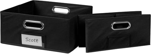 Niche Cubo Set of 2 Half-Size Foldable Fabric Storage Bins- Black