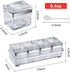 Aogist Kitchen Spice Pots 4 Piece Clear Seasoning Box - Premium Quality Seasoning Storage Container - Storage Container Condiment Jars - Seasoning Rack - Acrylic Seasoning Box with Cover and Spoon 304 Steel Edge