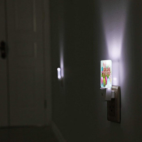 Happy Easter Plug in LED Night Light Automatic Dusk to Dawn Sensor Wall Decorative for Bright Bathroom Bedroom Kids Room Hallway