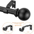 Yun Nephele Adjustable Window Curtain Rods 36-72 inches Matte Black, Classic Ball Finial Design Curtain Rod Set, Single Metal Iron Drapery Rod, 1 inch Heavy Duty Curtain Rod