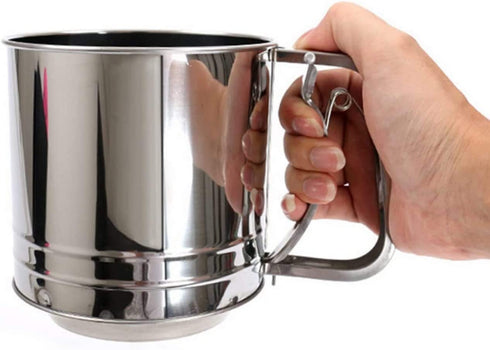 Flour Sifter Stainless Steel Large Sifter for Baking and Powdered Sugar Sifter Flour Sieve 4 Cup