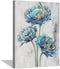 Abstract Floral Canvas Wall Art: Blossom Blue Lotus Flower Artwork Painting Print for Bathroom (12? x 16? x 1 Panel)