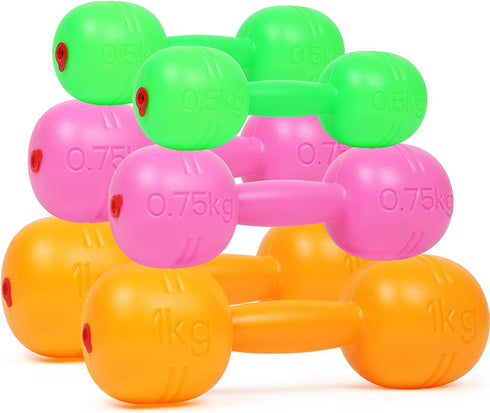 Kids Weight Set Dumbbells Set for toddlers | Barbell Fitness Exercise Equipment for Home Gym Workout (Set of 6 pcs)