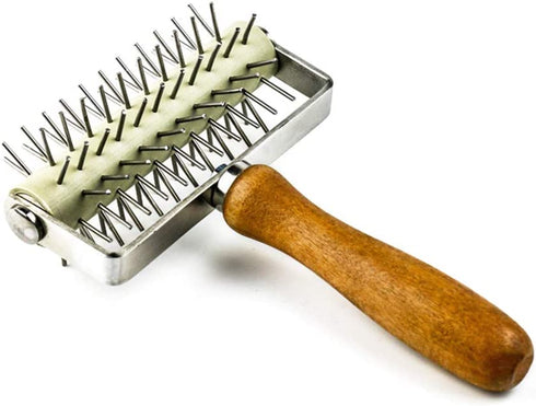 Mazaashop Handle Roller Docker Stainless Steel for Pizza Cake Pie Homemade Baking