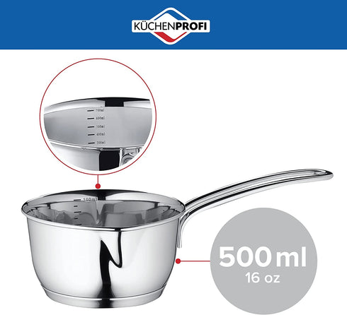 K¼chenprofi Stainless Steel Saucepan with Clad Bottom, 16-Ounce,Silver