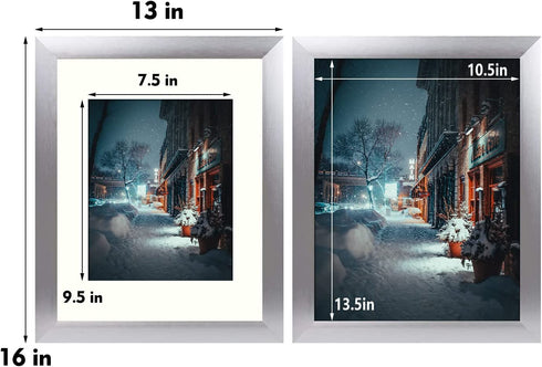 Golden State Art, 11x14 Aluminum Frame with Ivory Mat for 8x10 Photo - Wide Molding- Swivel Tabs, Sawtooth Hangers - Wall Display (Silver, 1-Pack)