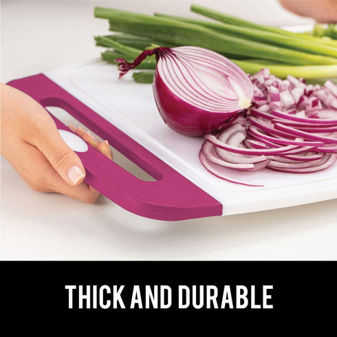 Gorilla Grip Reversible, Oversized, Thick Cutting Board Set of 3, Grip Handle, Deep Juice Grooves, Slip Resistant, Large Kitchen Chopping Boards for Meat, Veggies, Fruits, Dishwasher Safe, Hot Pink