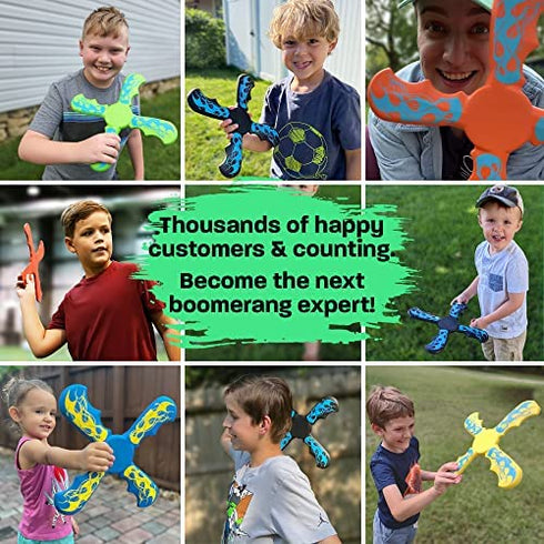 Boomerang Kids Outdoor Frisbee - Best Outside Boys Toys Age 6-8 & All Kids 8-12 - Soft Toy Boomerangs Gifts for Boys 8-12 & Girls All Ages - Fun Backyard Games Flying Disc Game - Gift Ideas for Kids