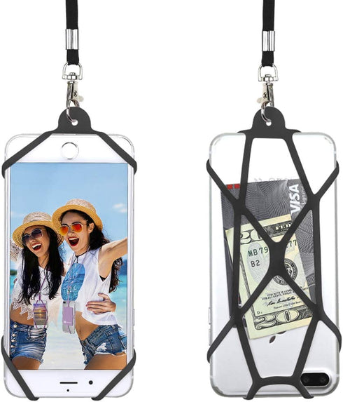 Gear Beast Universal Cell Phone Lanyard - Silicone Cell Phone Holder for Walking w/Neck ?Strap, Black