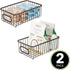 mDesign Farmhouse Decor Metal Wire Food Storage Organizer, Bin Basket for Kitchen, Pantry, Bathroom, Laundry Room, Closets, Garage - High - Small, 2 Pack - Bronze