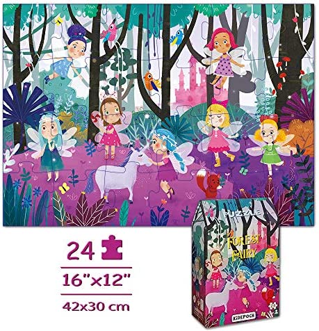 Puzzles for Kids Ages 3-5 Premium 24 Piece Fairy Forest Floor Puzzles for Kids Ages 3-8, Preschool Jigsaw Puzzles Educational Toys for Boys & Girls 3 4 5 6 7 8 Years Old