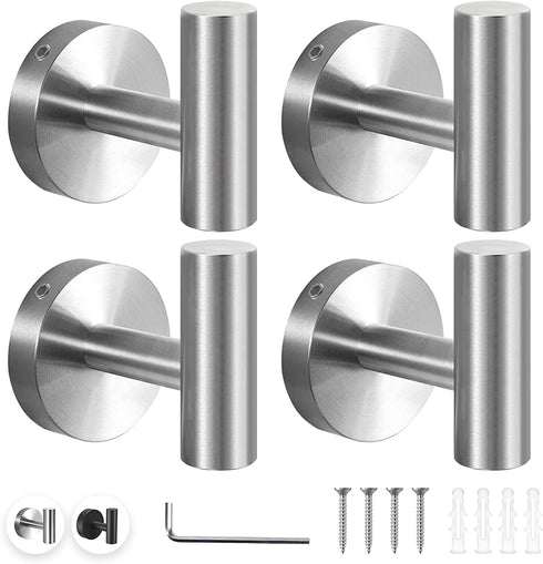 Towel Hooks for Bathrooms Towel Hook 4 Pack Bathroom Towel Hooks Brushed Nickel Robe Hook for Cabinet Closet Door Towel Hooks for Bathroom Wall Mounted Brushed Nickel Towel Hook