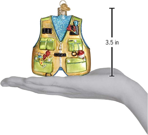 Old World Christmas Ornaments: Fishing Vest Glass Blown Ornaments for Christmas Tree (44091)