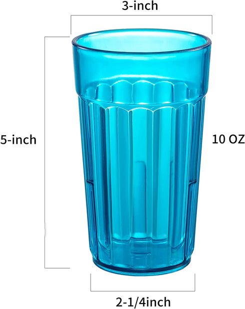 Honla 10 oz Kids Cups,Set of 10 Small Plastic Cups for Kids,Reusable and Unbreakable Children Drinking Cups Tumblers,Teal
