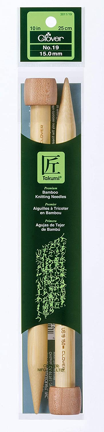 Clover 3011-19" Takumi Bamboo Knitting Needles, Brown